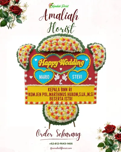 Karangan Papan Bunga Pernikahan di Cidamar